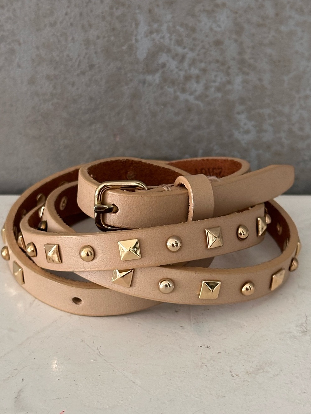 J. CREW LIGHT TAN LEATHER SKINNY BELT STUDDED M